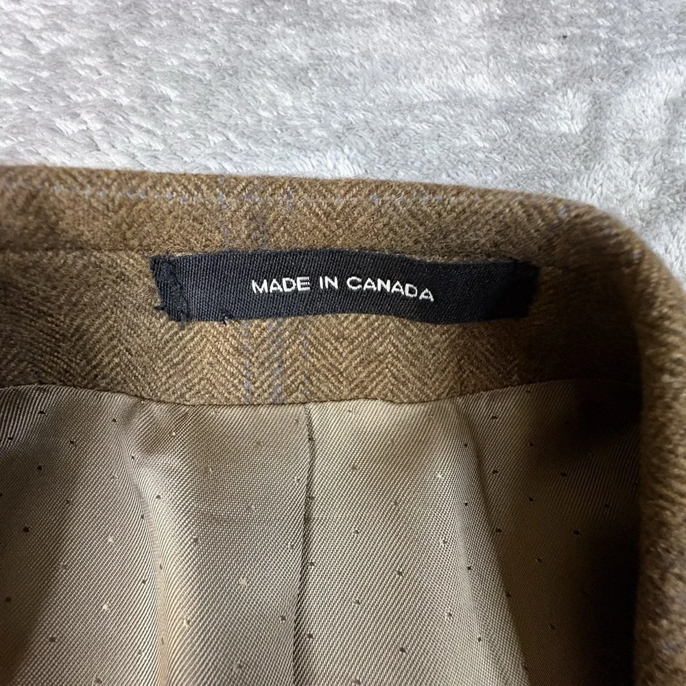 Calvin Klein Men's 46R (~48R) Brown Windowpane Sport Coat Wool Cashmere Canada